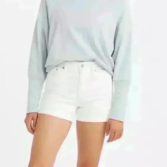 NWOT - Levi Mid Length Women's Jean Shorts - Size 32 (Chalk White) - Picture 1 of 8